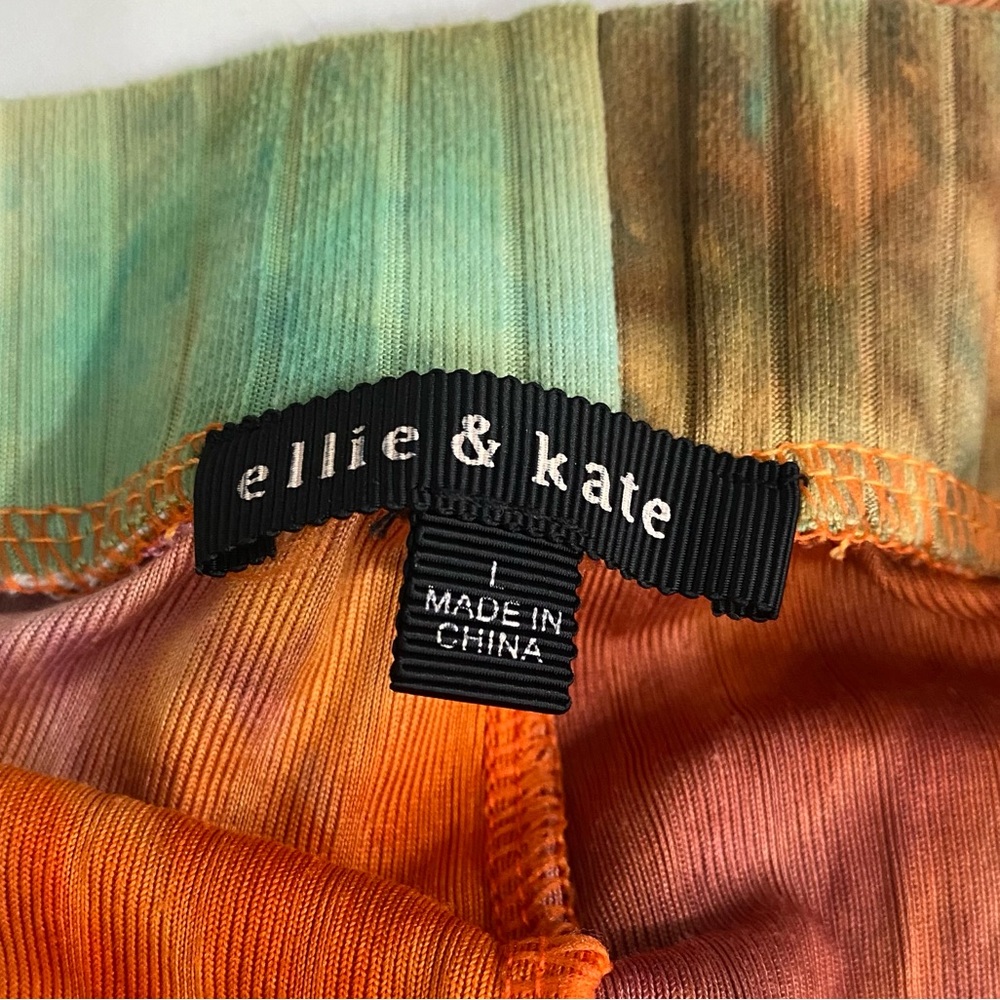 Ellie & Kate Crop Top & Leggings Sweatsuit Set Tie Dye Women’s Large Rainbow - Picture 3 of 13